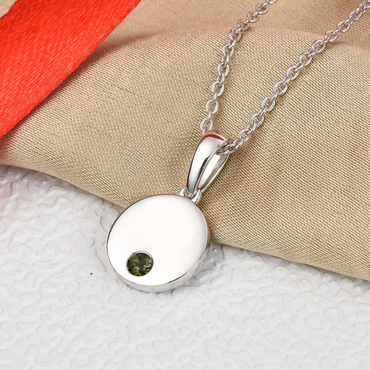 Green Tourmaline Pendant with Chain in Sterling Silver 3700972 3