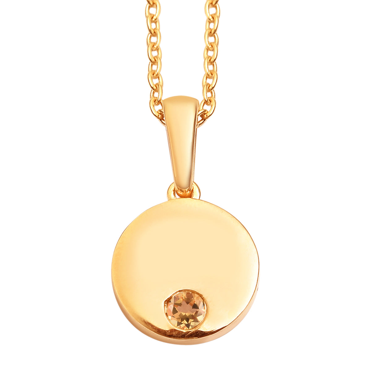 2 Piece Set  Citrine Pendant and Cable Chai, Sterling Silver  0.100 Ct. 3700983 0