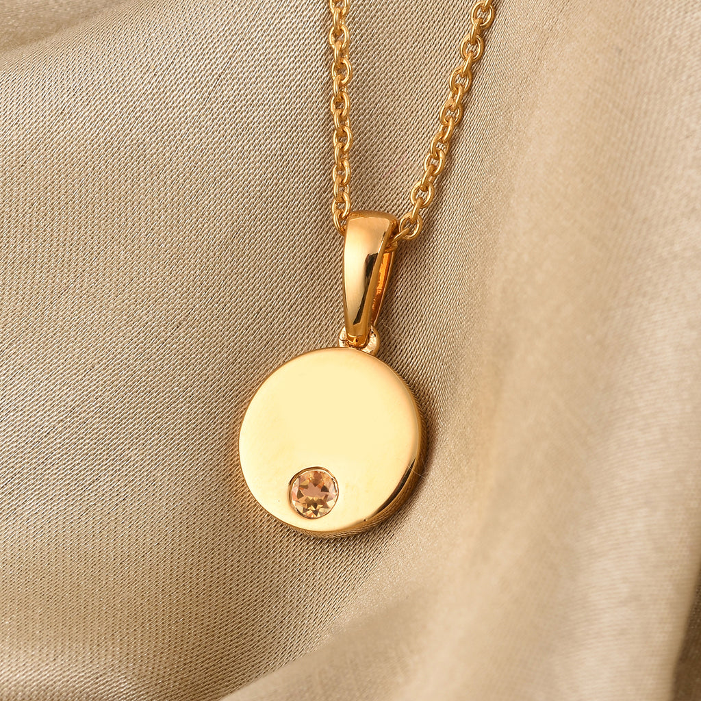 2 Piece Set -  Citrine Pendant and Cable Chain CL-35  Sterling Silver 0.10 ct  0.100  Ct._3700983_2