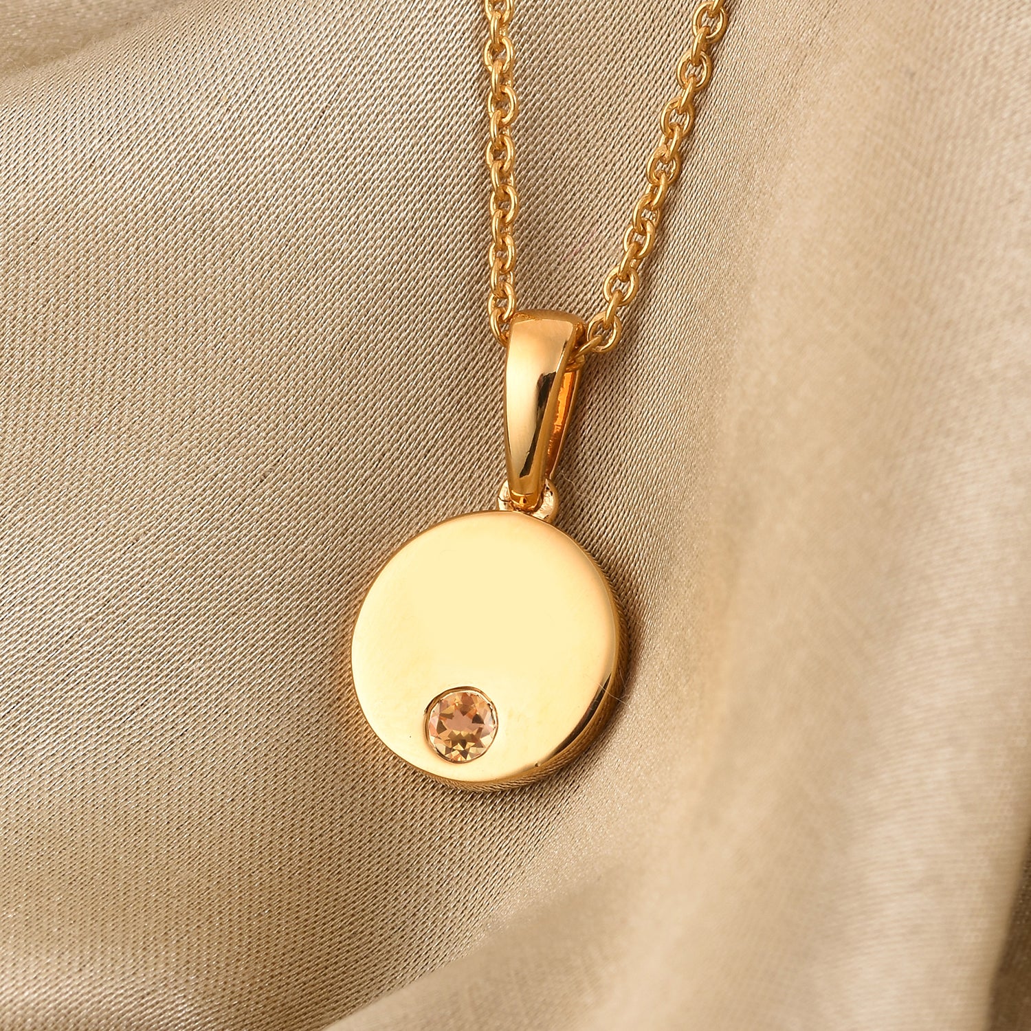 2 Piece Set  Citrine Pendant and Cable Chai, Sterling Silver  0.100 Ct. 3700983 2