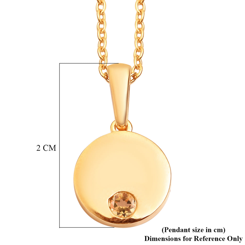 2 Piece Set -  Citrine Pendant and Cable Chain CL-35  Sterling Silver 0.10 ct  0.100  Ct._3700983_3