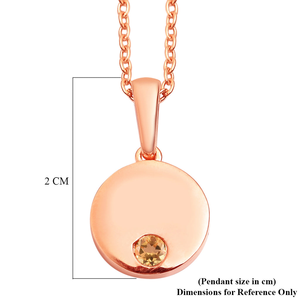 2 Piece Set -  Citrine Pendant and Cable Chain CL-35  Sterling Silver 0.10 ct  0.100  Ct._3700984_3