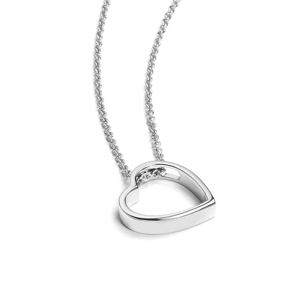 Platinum Overlay Sterling Silver Heart Pendant with Chain (Size 20) with Lobster Clasp_3708524
