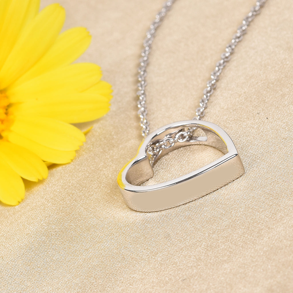Platinum Overlay Sterling Silver Heart Pendant with Chain (Size 20) with Lobster Clasp_3708524_1