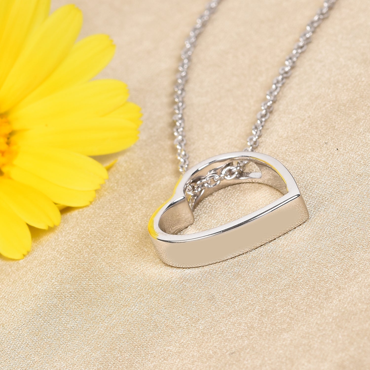 Heart Pendant With Chain Size 18 in 14K Yellow Gold Plated Sterling Silver 3708524 1
