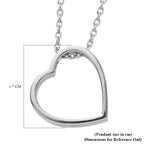 Platinum Overlay Sterling Silver Heart Pendant with Chain (Size 20) with Lobster Clasp_3708524_4