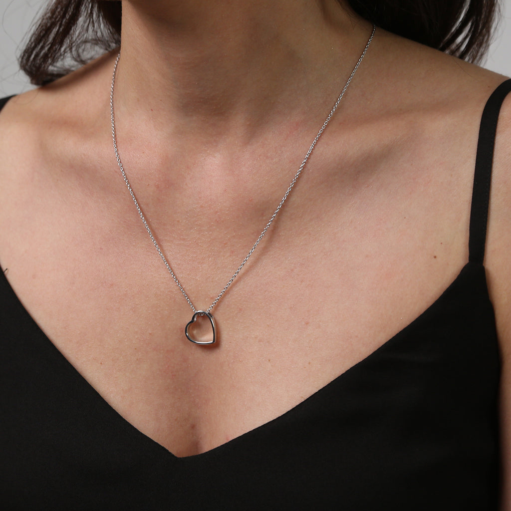 Platinum Overlay Sterling Silver Heart Pendant with Chain (Size 20) with Lobster Clasp_3708524_7