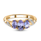 Royal Bali Collection - D'Joy Tanzanite Trilogy Ring in 18K Vermeil Yellow Gold Plated Sterling Silver_3716236