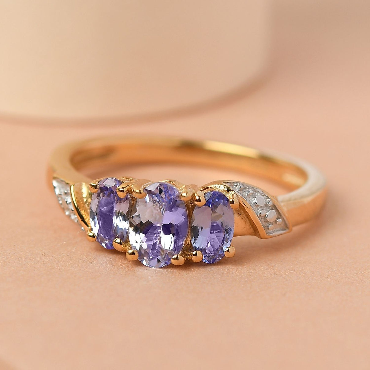 Tanzanite Trilogy Ring in 18K Vermeil Yellow Gold Plated Sterling Silver 3716236 2