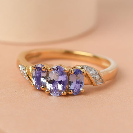 Tanzanite Trilogy Ring in 18K Vermeil Yellow Gold Plated Sterling Silver 3716236 2