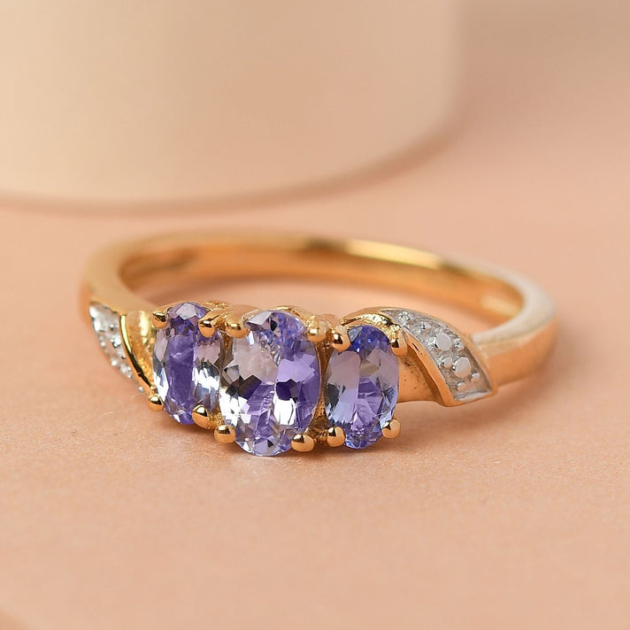 Tanzanite Trilogy Ring in 18K Vermeil Yellow Gold Plated Sterling Silver 3716236 2