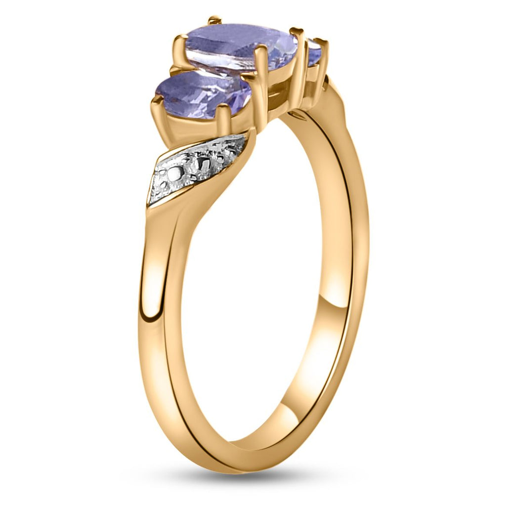 Royal Bali Collection - D'Joy Tanzanite Trilogy Ring in 18K Vermeil Yellow Gold Plated Sterling Silver_3716236_4