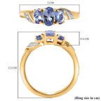 Royal Bali Collection - D'Joy Tanzanite Trilogy Ring in 18K Vermeil Yellow Gold Plated Sterling Silver_3716236_6