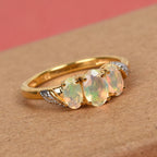 Royal Bali Collection - D'Joy Ethiopian Welo Opal Trilogy Ring in 18K Vermeil Yellow Gold Plated Sterling Silver_3716258_1