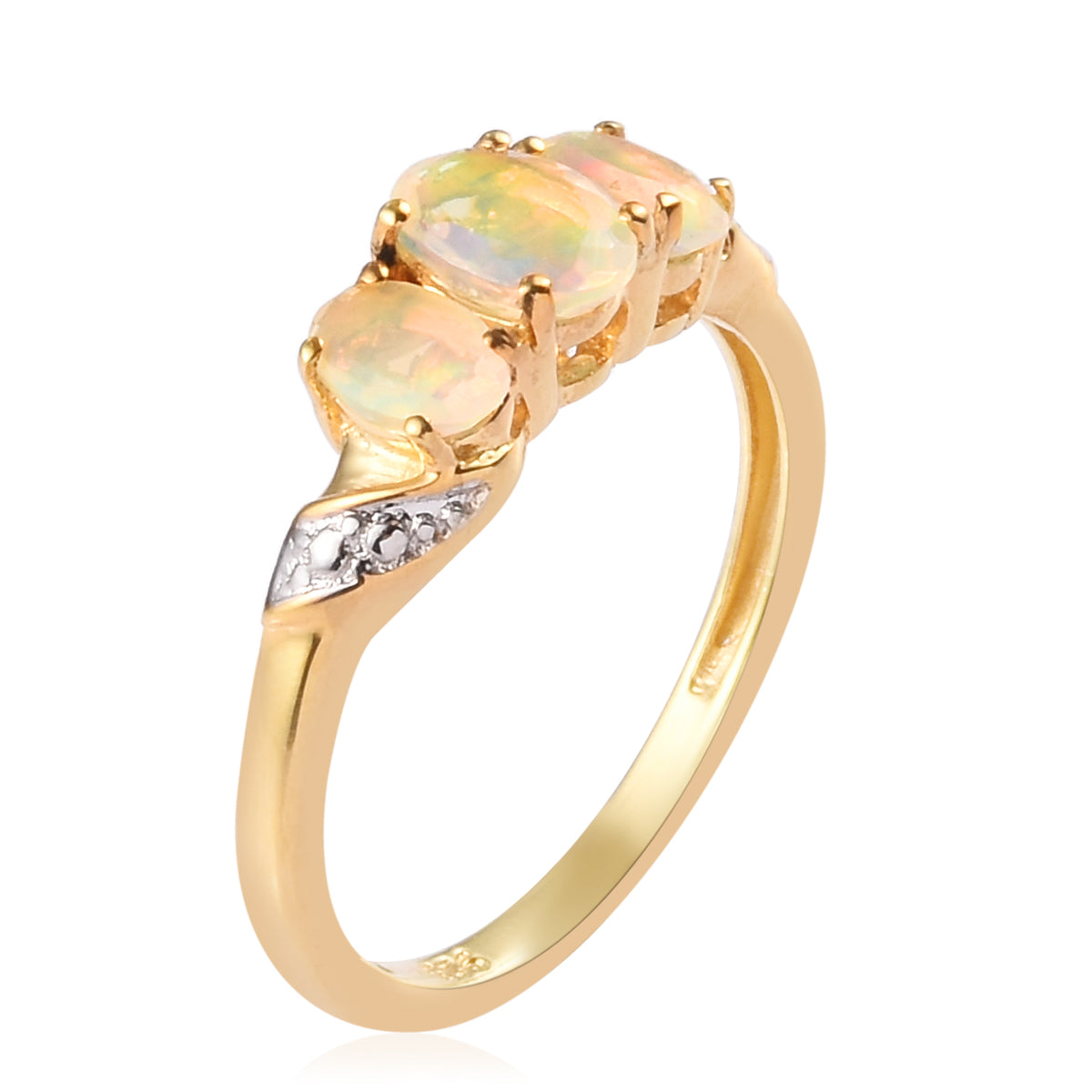 Ethiopian Welo Opal 3-Stone Ring in 18K Vermeil Yellow Gold Over Sterling Silver 0.67 Ct. 3716258 4