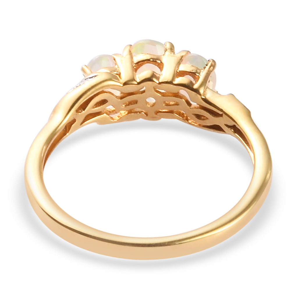Royal Bali Collection - D'Joy Ethiopian Welo Opal Trilogy Ring in 18K Vermeil Yellow Gold Plated Sterling Silver_3716258_4