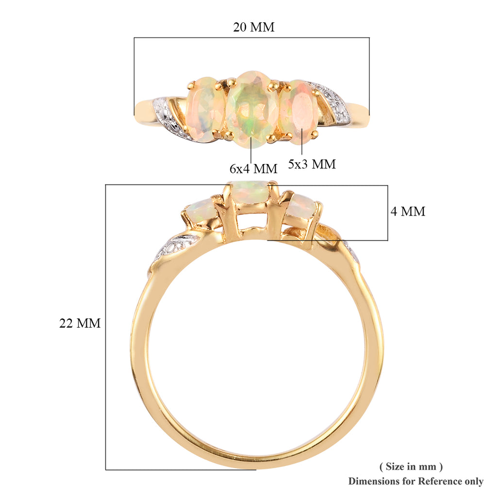 Royal Bali Collection - D'Joy Ethiopian Welo Opal Trilogy Ring in 18K Vermeil Yellow Gold Plated Sterling Silver_3716258_5