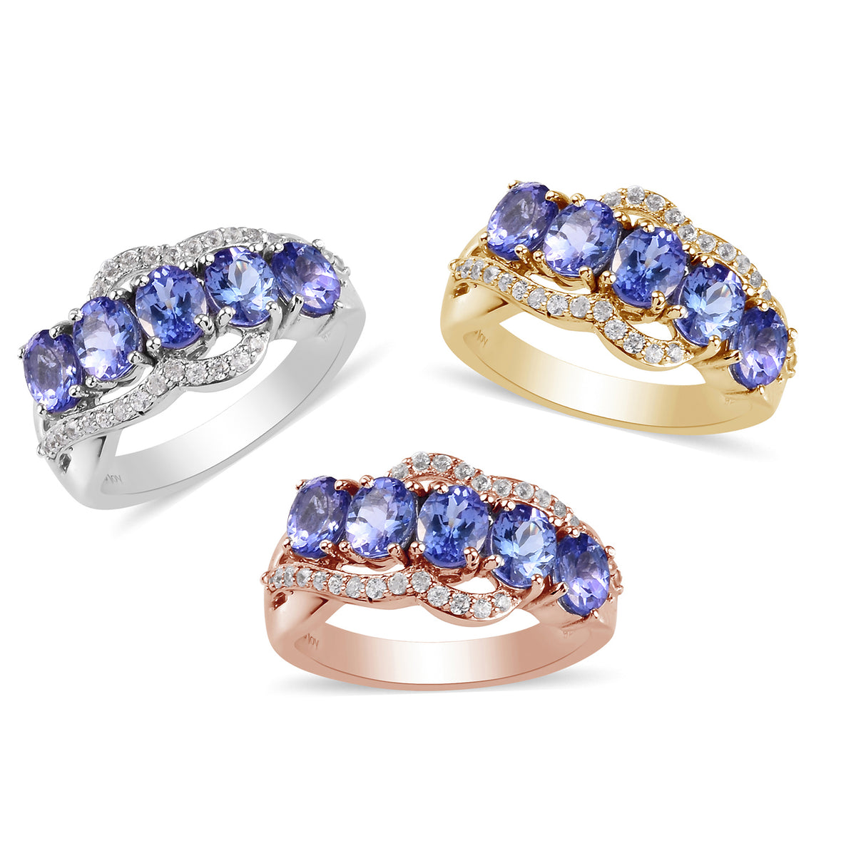 Tanzanite and Natural Cambodian Zircon Ring in Rose Gold Plated Sterling Silver 3718522 0