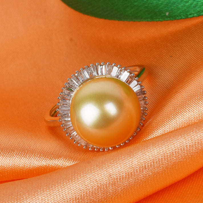 Royal Bali Collection South Sea Pearl and Diamond Halo Ring in 9K Yellow Gold 3728787 2