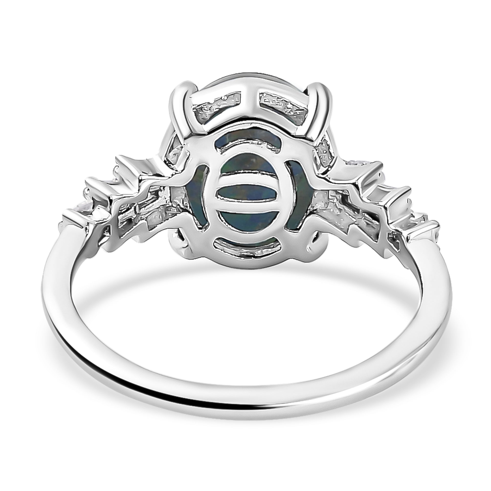 1.80 Ct. Australian Boulder Opal and Diamond Ring in Platinum Plated Sterling Silver V32513802 7