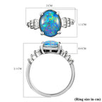 D'Joy Australian Boulder Opal & White Diamond Ring in Platinum Overlay Sterling Silver 1.80 Ct._3730666_7