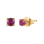 African Ruby (FF) Solitaire Stud Earrings with Push Back in 18K Vermeil Yellow Gold Plated Sterling Silver 2.30 Ct._3730737