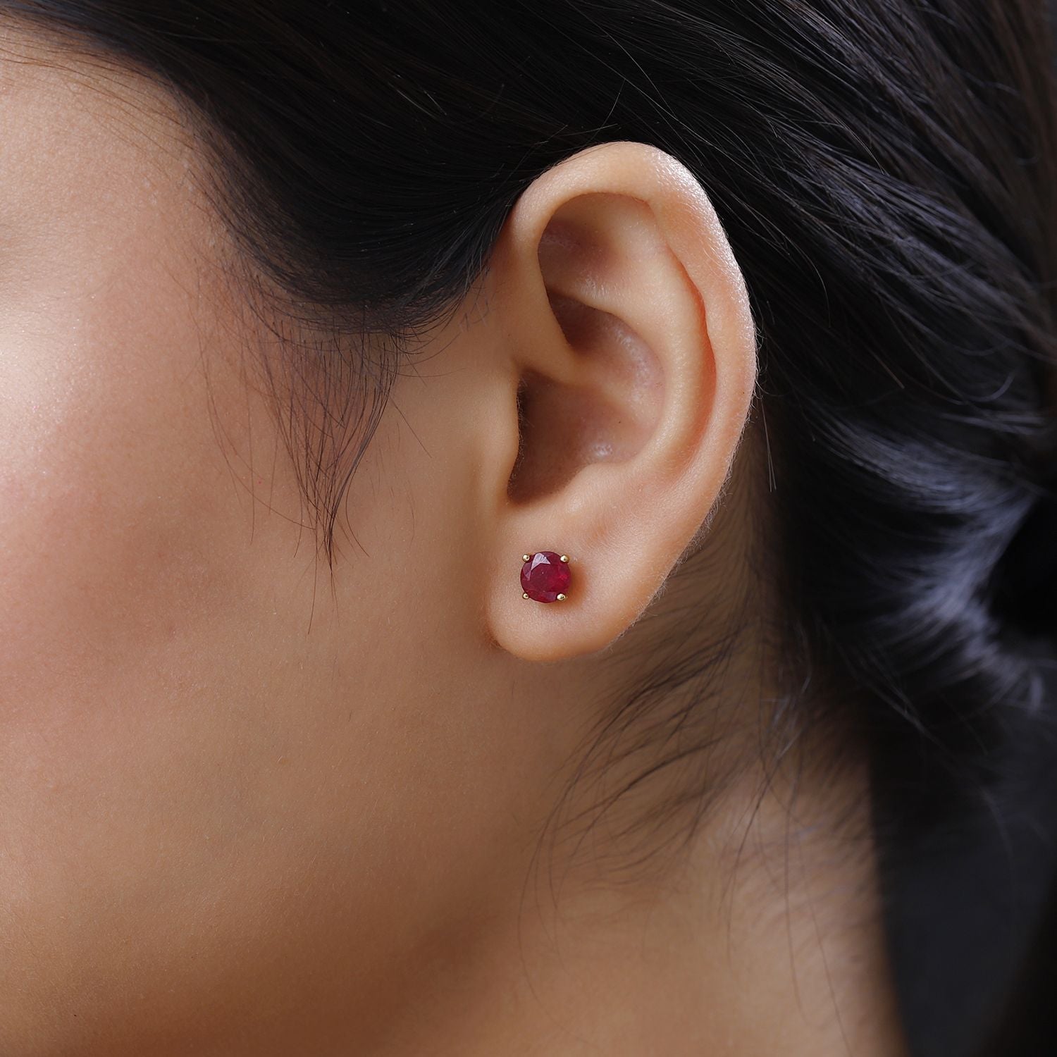 2 Ct. African Ruby Stud Earrings in 14K Gold Plated Sterling Silver V32526746 3