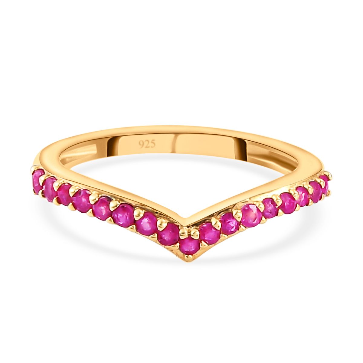 African Ruby Wishbone Ring in 14K Gold Overlay Sterling Silver 0.50 Ct. 3732447 0