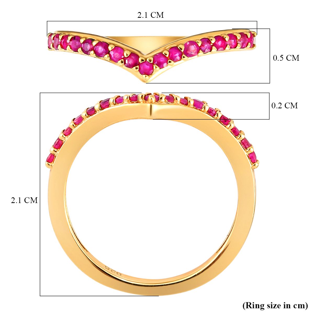 African Ruby Wishbone Ring in 14K Gold Overlay Sterling Silver 0.50 Ct. 3732447 6