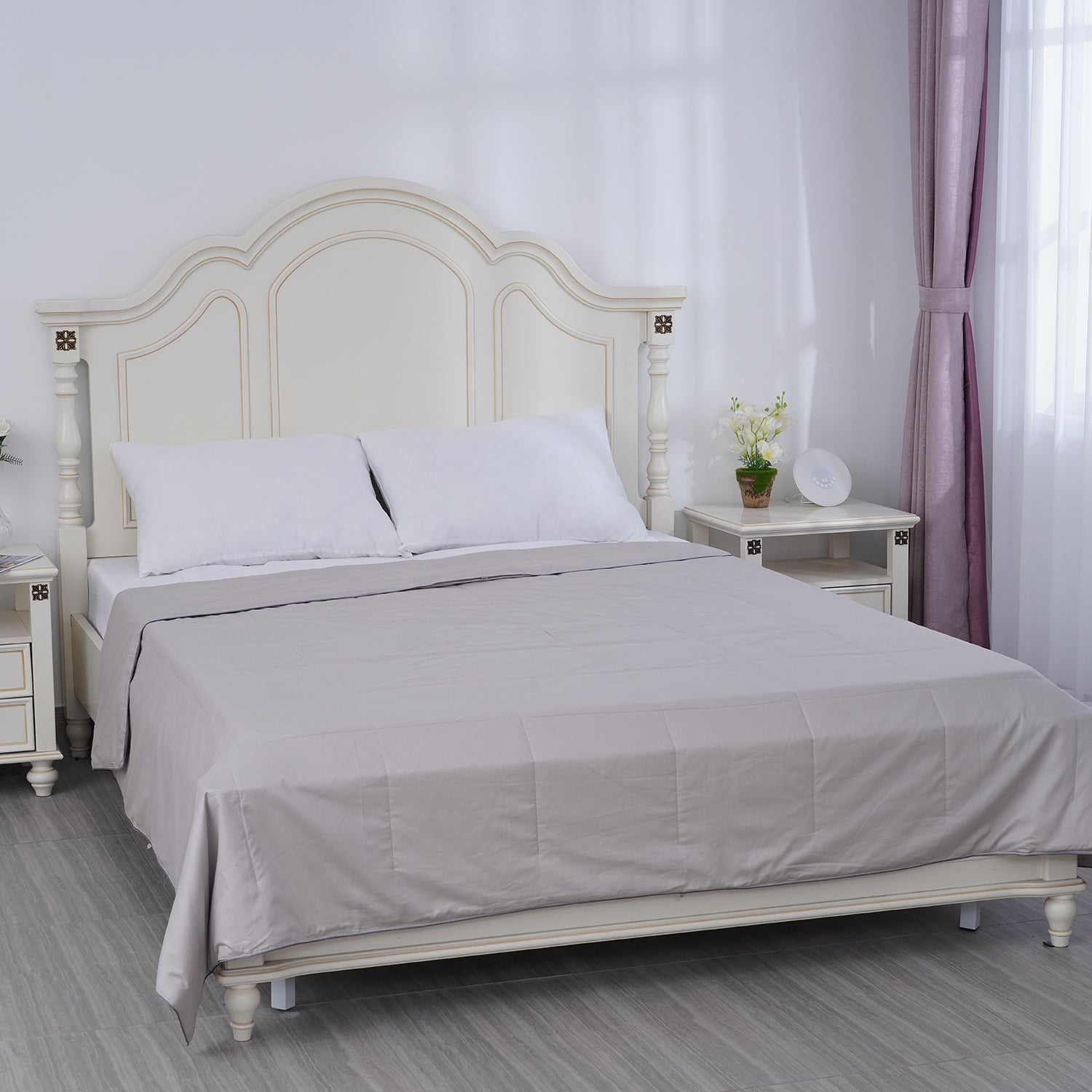 SERINITY NIGHT Deluxe Range Mulberry Silk Quilt with Cotton Cover - Ashy Grey 3736122 0