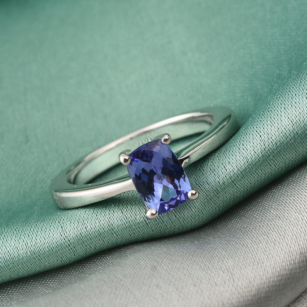 Royal Bali Collection - D'Joy Premium Tanzanite Solitaire Ring in Platinum Overlay Sterling Silver_3743264_1