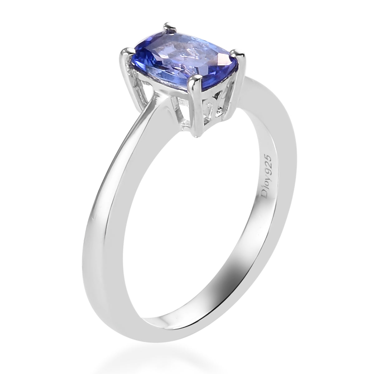 D'Joy Premium Tanzanite Solitaire Ring in Platinum Overlay Sterling Silver 3743264 2