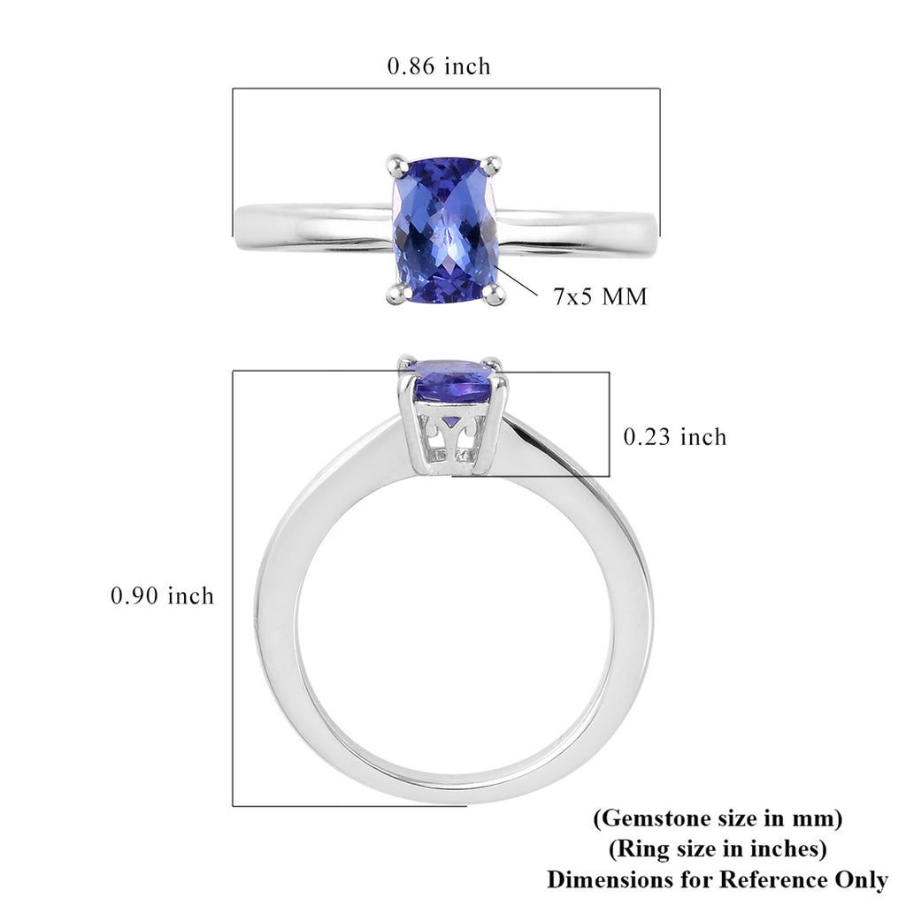 Royal Bali Collection - D'Joy Premium Tanzanite Solitaire Ring in Platinum Overlay Sterling Silver_3743264_5
