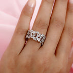 Royal Bali Collection - Designer Inspired - D'Joy Diamond (Rnd) Floral Ring in Platinum Overlay Sterling Silver_3744190_3