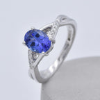 RHAPSODY 950 Platinum AAAA Tanzanite & (VS-EF) White Diamond Oval Solitaire Ring 1.35 Ct, Platinum Wt. 6.48 Gms