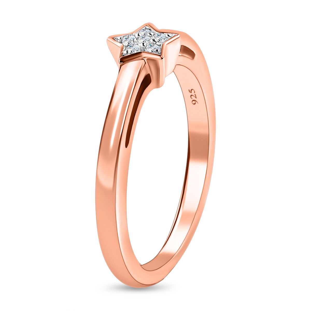 Diamond Star Stackable Ring in Sterling Silver with 18K Vermeil Rose Gold V32575701 4