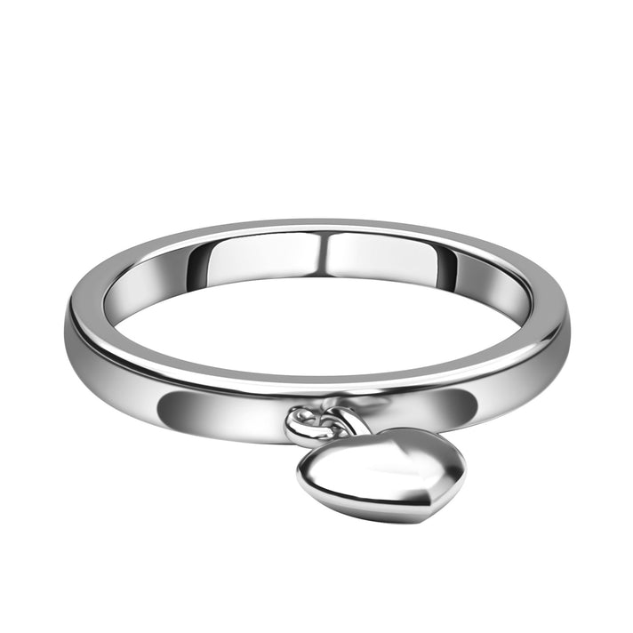 Love Heart Charm Wedding Band Ring for Women in Sterling Silver with Platinum Plated 3772613 1
