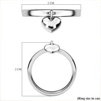 D'Joy - Platinum Overlay Sterling Silver Heart Charm Band Ring_3772613_5