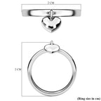 D'Joy - Platinum Overlay Sterling Silver Heart Charm Band Ring_3772613_7
