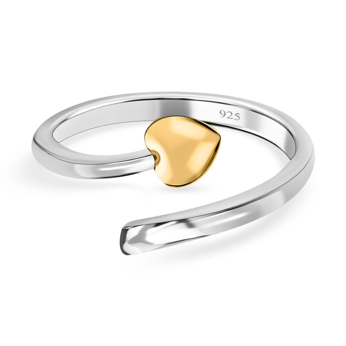 Platinum and Yellow Gold Overlay Sterling Silver Adjustable Ring 3772648 0
