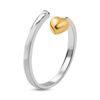 Platinum Overlay and 18K Vermeil Yellow Gold Plated Sterling Silver Adjustable Bypass Heart Ring_3772648_3