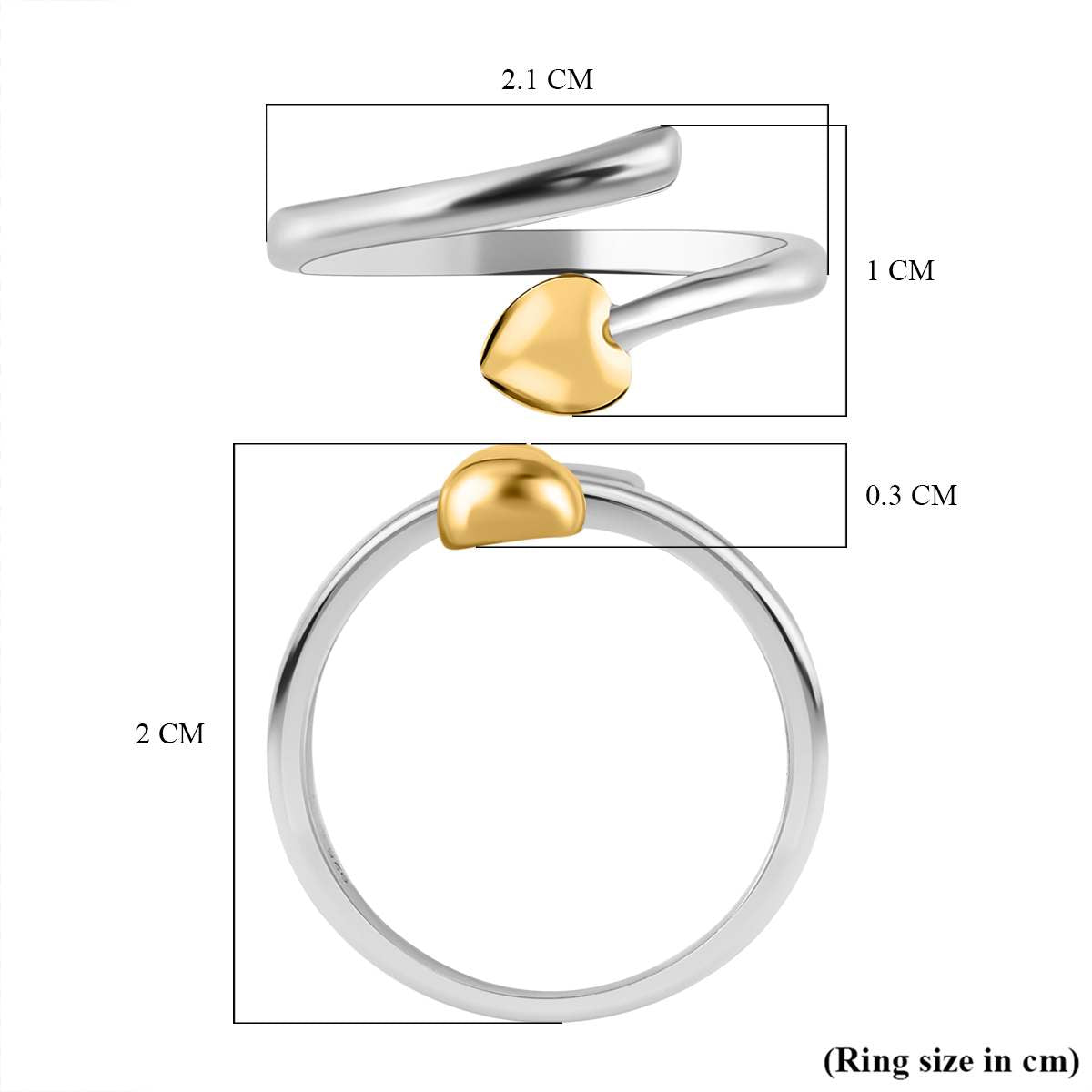 Platinum and Yellow Gold Overlay Sterling Silver Adjustable Ring 3772648 6