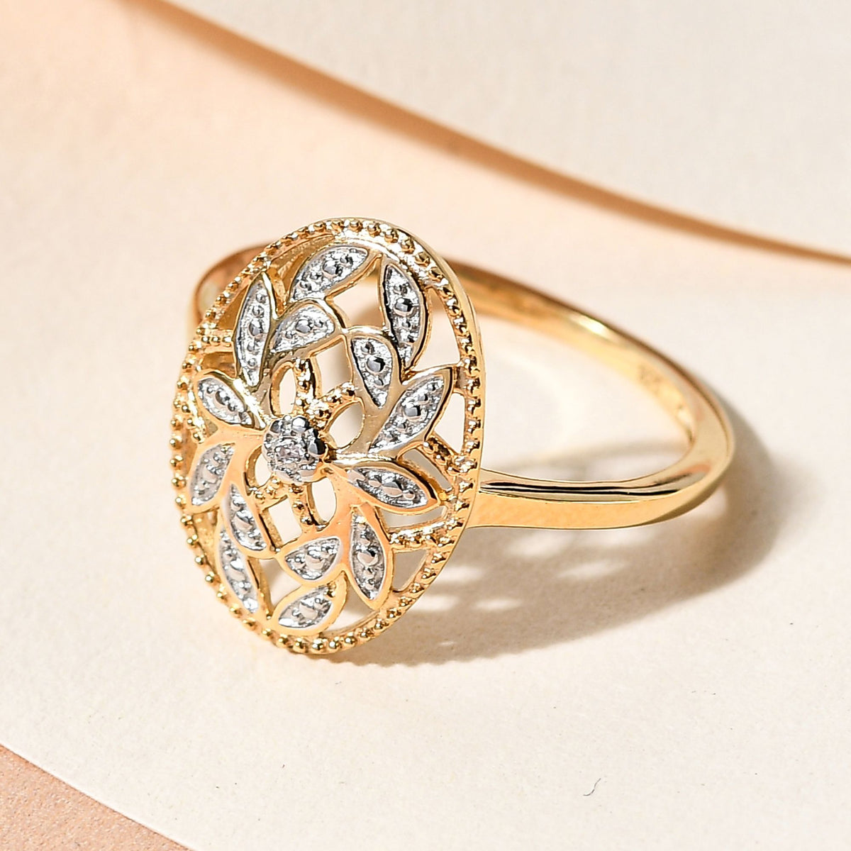 Diamond Ring in Gold Plated Sterling Silver 3778886 2