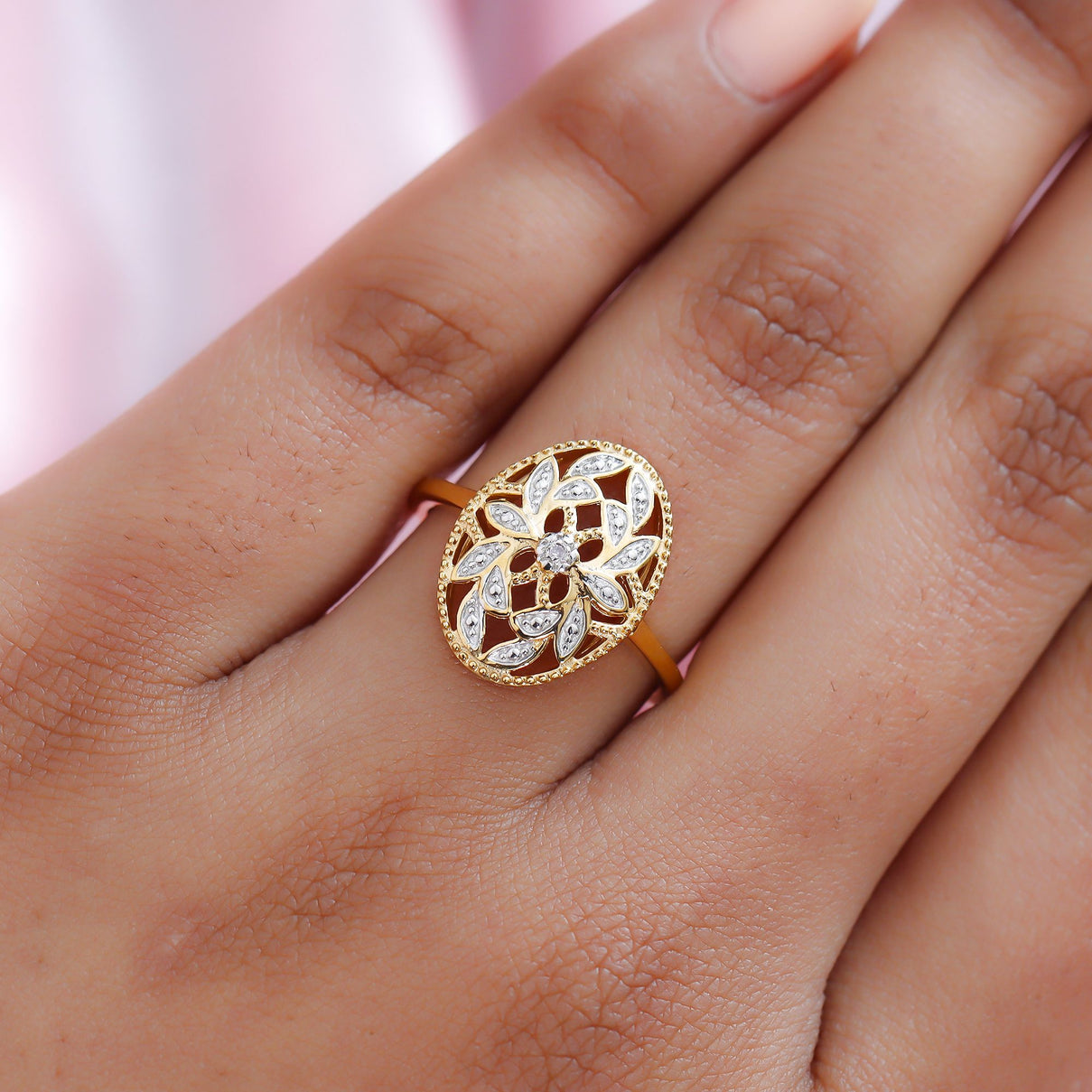 Diamond Ring in Gold Plated Sterling Silver 3778886 4
