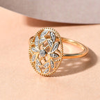 D'Joy - Natural White Diamond Floral Ring in 18K Vermeil Yellow Gold Plated Sterling Silver_3778890_1