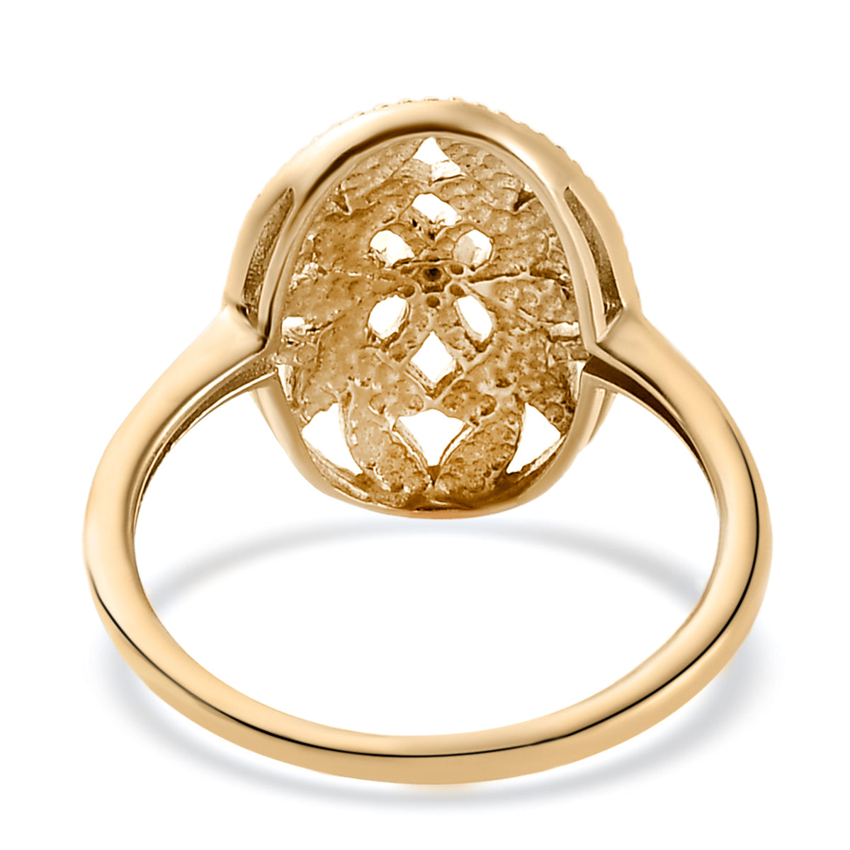 Diamond (G/H) Solitaire Floral Ring in 18K Yellow Gold Vermeil Plated Sterling Silver 3778890 5