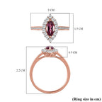 D'Joy - Tanzanian Wine Garnet and Natural Zircon Halo Ring in 18K Vermeil Rose Gold Plated Sterling Silver 1.00 Ct._3793469_7