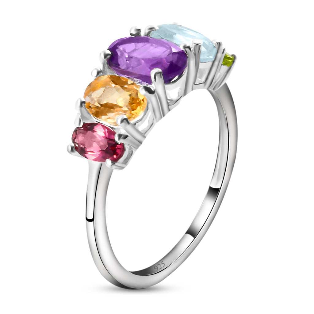 Skyblue Topaz & Multi Gemstone 5 Stone Ring in Sterling Silver 2.22 Ct._3793697_5