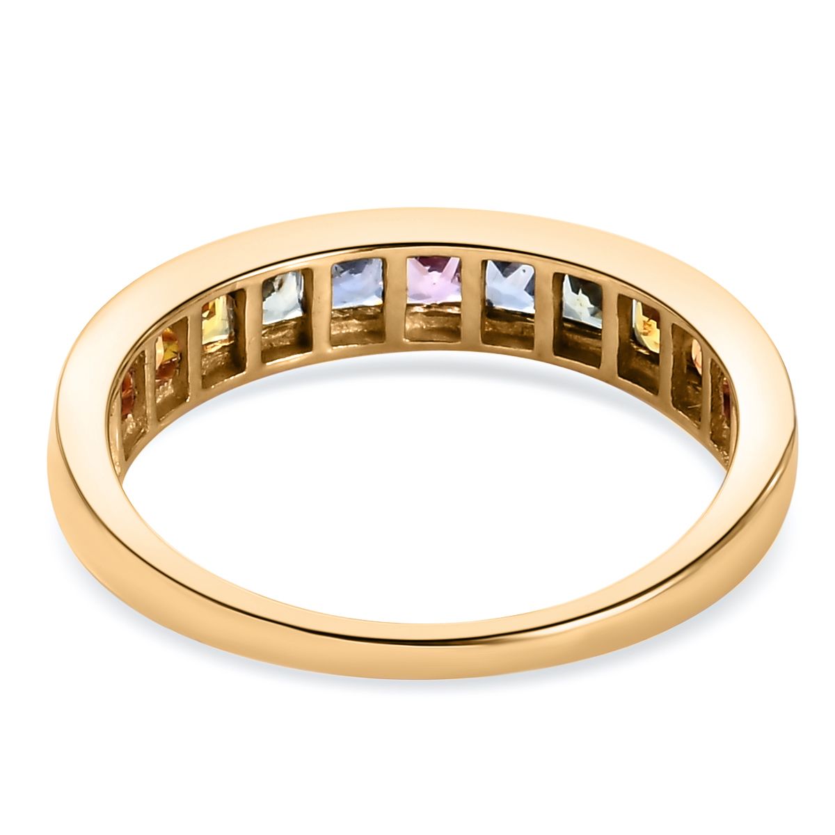 9K Yellow Gold AA Rainbow Sapphire Half Eternity Wedding Band Ring 3797916 5