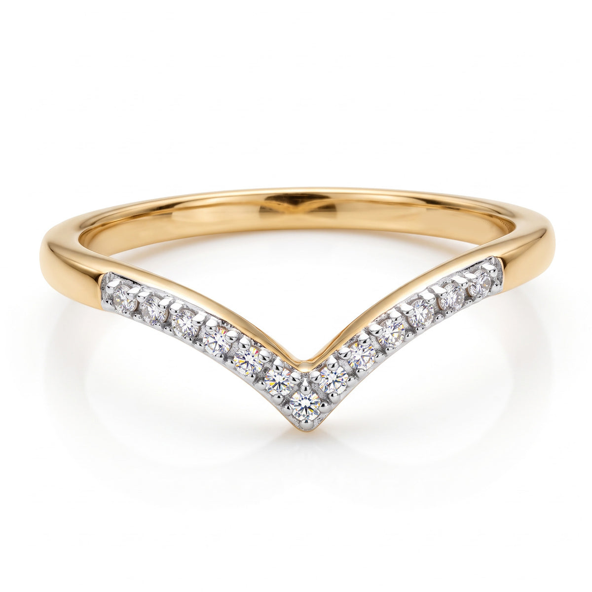 Diamond Wishbone Ring in Sterling Silver with 18K Vermeil Yellow Gold 3798768 0